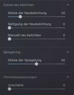 Reiter "Spiegelungen" in Luminar AI 1.2.0